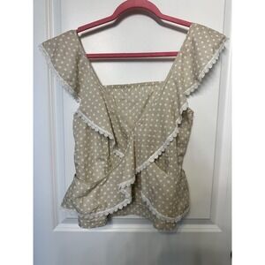 Lulumari Women's Large Top NWT Ruffled Cross Front